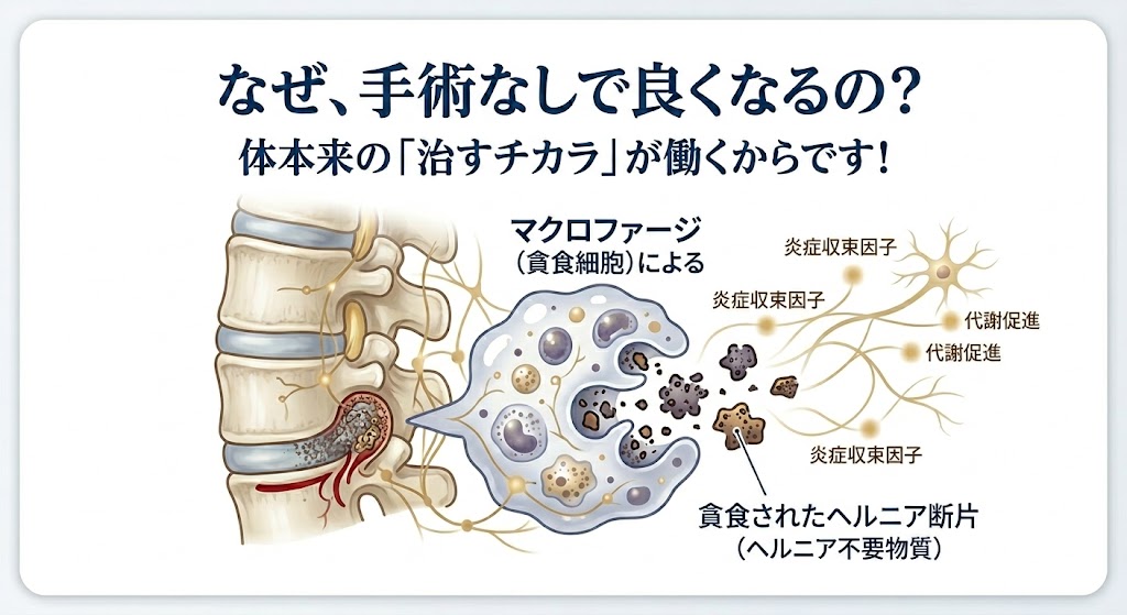 マクロファージがヘルニアを食べているイメージ画像